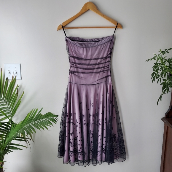Strapless purple semi formal mini dress - Picture 2 of 3